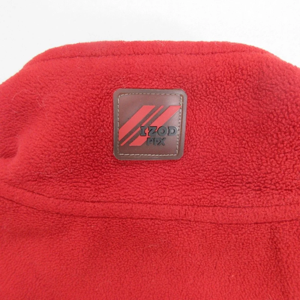 IZOD PerformX Men's Fleece Full Zip Vest Size M Red Performance PFX Stand Collar